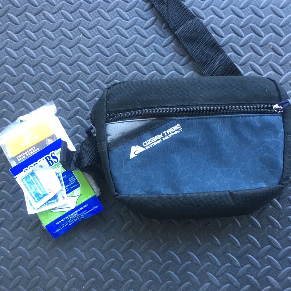 Ozark Trail Outdoor Equipped Waist Pack, Blue W/ Poncho